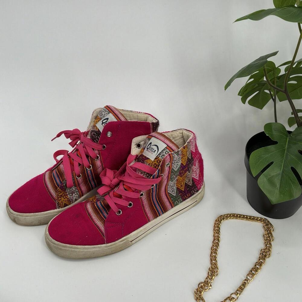 Quilla Hot Pink Artesian Quilted High Top Sneakers